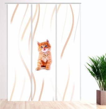 Lion Katzenbaby Flächenvorhang - 3teiliges Set Flächenvorhang 3er Set, Schiebegardine, Schiebegardinen, blickdicht, Flächenvorhang blickdicht, Schiebevorhang,